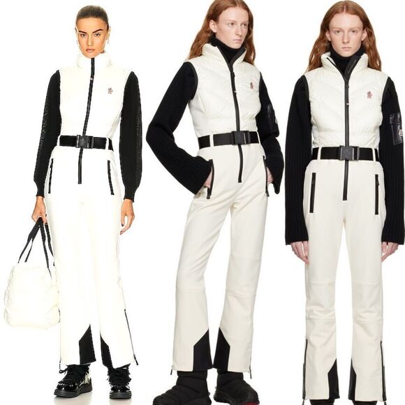 NWT Moncler Grenoble Water Repellent Mixed Media Ski Jumpsuit White XL - Picture 3 of 16